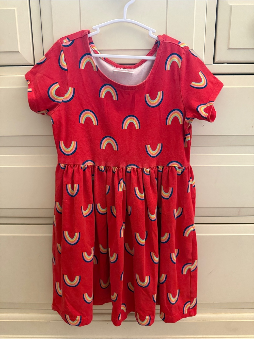 Hanna Andersson Red Rainbow Knit Casual Dress